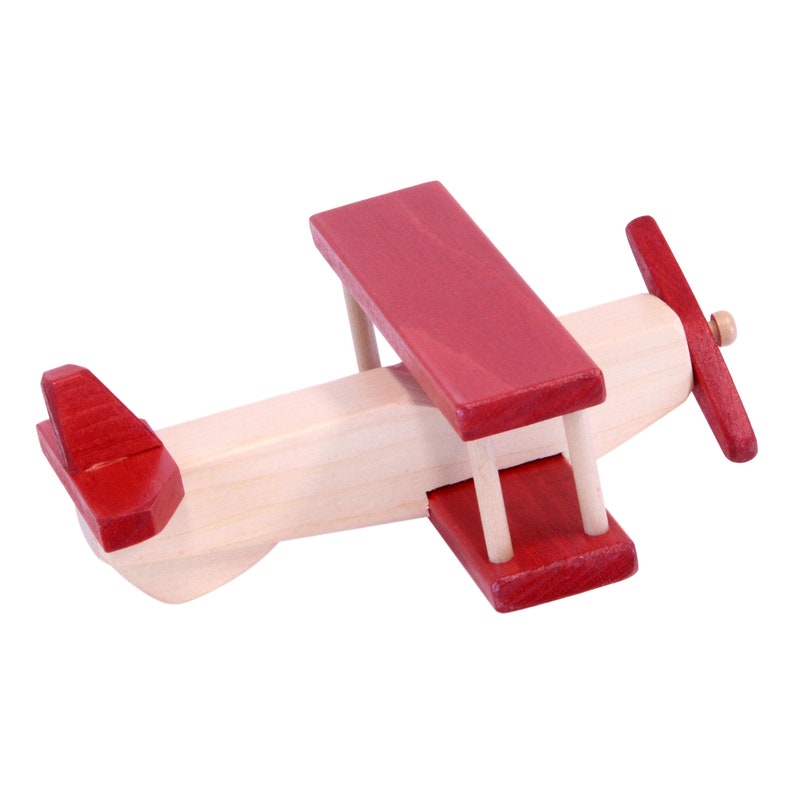 Amish-Made Wooden Toy Airplane, Kid-Safe Finish afbeelding 7