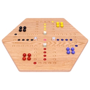 Double-Sided Aggravation Board Game, Solid Oak-Wood with Hand-Painted Holes image 4
