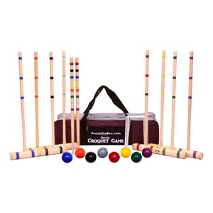 AmishToyBox.com Deluxe 8-Player Croquet Game Set with Duffel Carry Bag