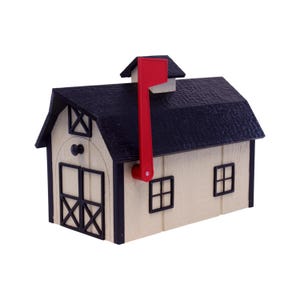 AmishToyBox.com Wooden Mailbox, Dutch Barn Style, Post-Mount