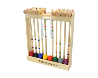 Amish-Crafted Deluxe 8-Player Croquet Game Set, Maple Hardwood