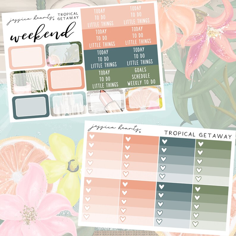 Tropical Getaway Sticker Kit Fits Erin Condren Vertical Life Planner