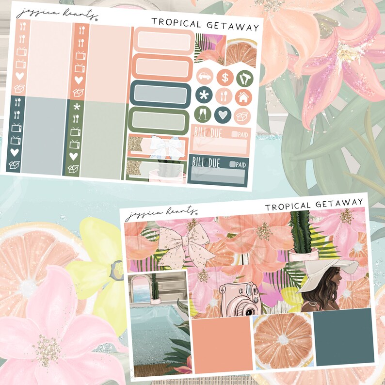 Tropical Getaway Sticker Kit Fits Erin Condren Vertical Life Planner