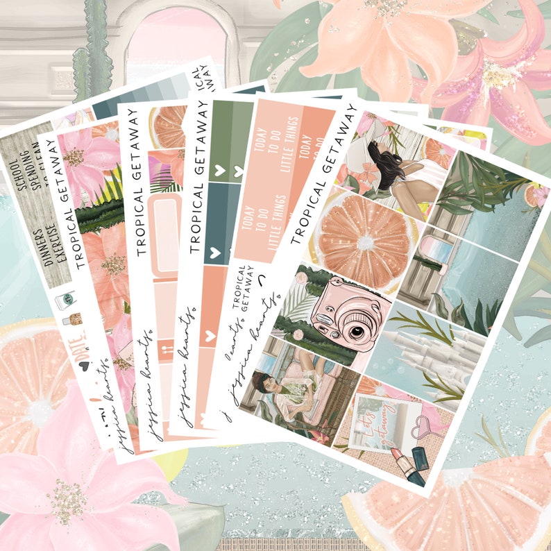 Tropical Getaway Sticker Kit Fits Erin Condren Vertical Life Planner