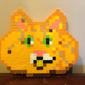 TABBY CAT, Bead Art, Pixel Art, Perler Beads, Pixels, Cat Bead Art, Handmade, OOAK