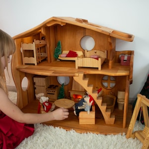 Maileg Furniture Dollhouse with Fireplace 1:12 Scale 1st Birthday Chrismas kids gift Waldorf dollhouse Alder-Wood Fairy house Dollhouse kit image 3