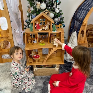 Dollhouse Maileg furniture Christmas kids gift 1st Birthday Niece Large Alder wood stackable dollhouse 1:12 Personalized wooden toy