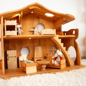 Maileg Furniture Dollhouse with Fireplace 1:12 Scale 1st Birthday Chrismas kids gift Waldorf dollhouse Alder-Wood Fairy house Dollhouse kit image 7