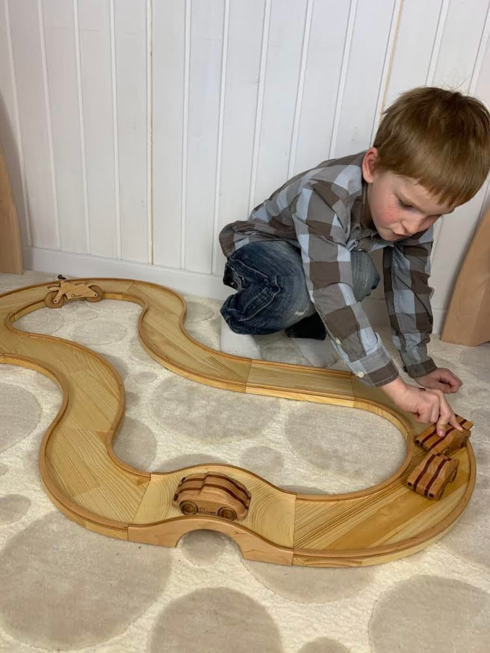 Wooden car track Track for Racing Wooden eco toy Montessori | Etsy