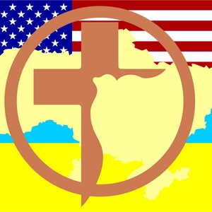 Stehen Sie mit der Ukraine solidarisch mit UKRAINE Digitaler Datei-Download Friedenstaube beten Sie für das Ukrainische Hölzerne Kreuz Auferstehung Ostern Golgatha