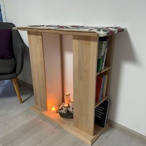 Wooden decorative fireplace frame Christmas gift Books shelf furniture Mantel shelf books lovers