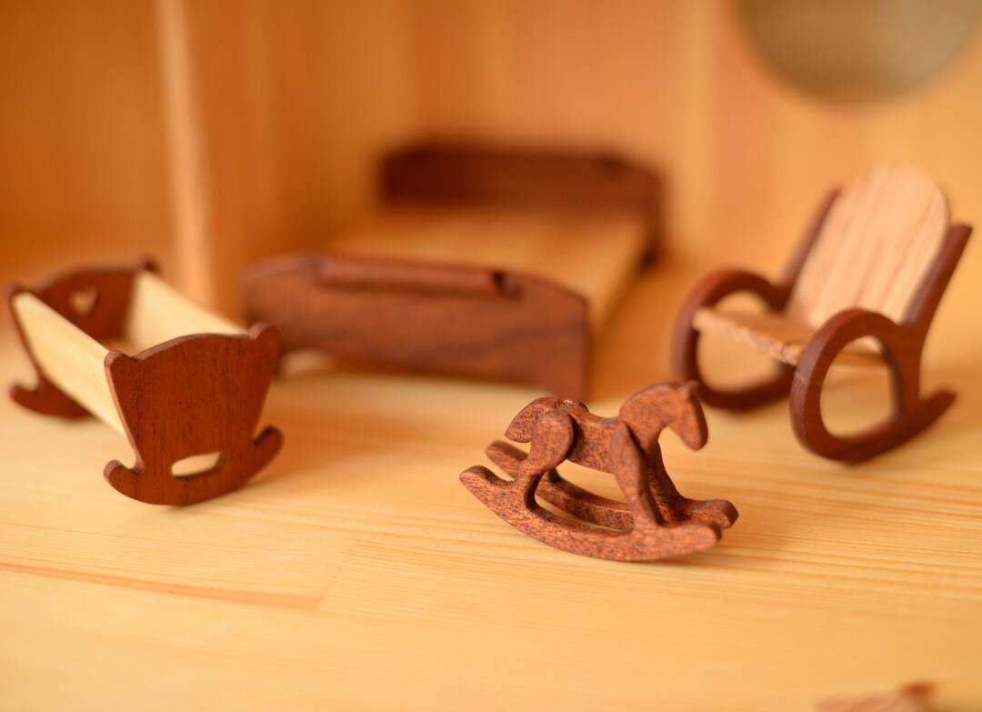 Wooden Furniture Set of Rocking Hourse Cradle & Rocking Chair 1st