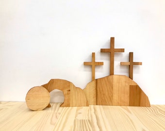 Resurrection scene Easter decor religious Easter nativity set Easter display Tomb was empty Story of Jesus Resurrection He is Risen Calvary