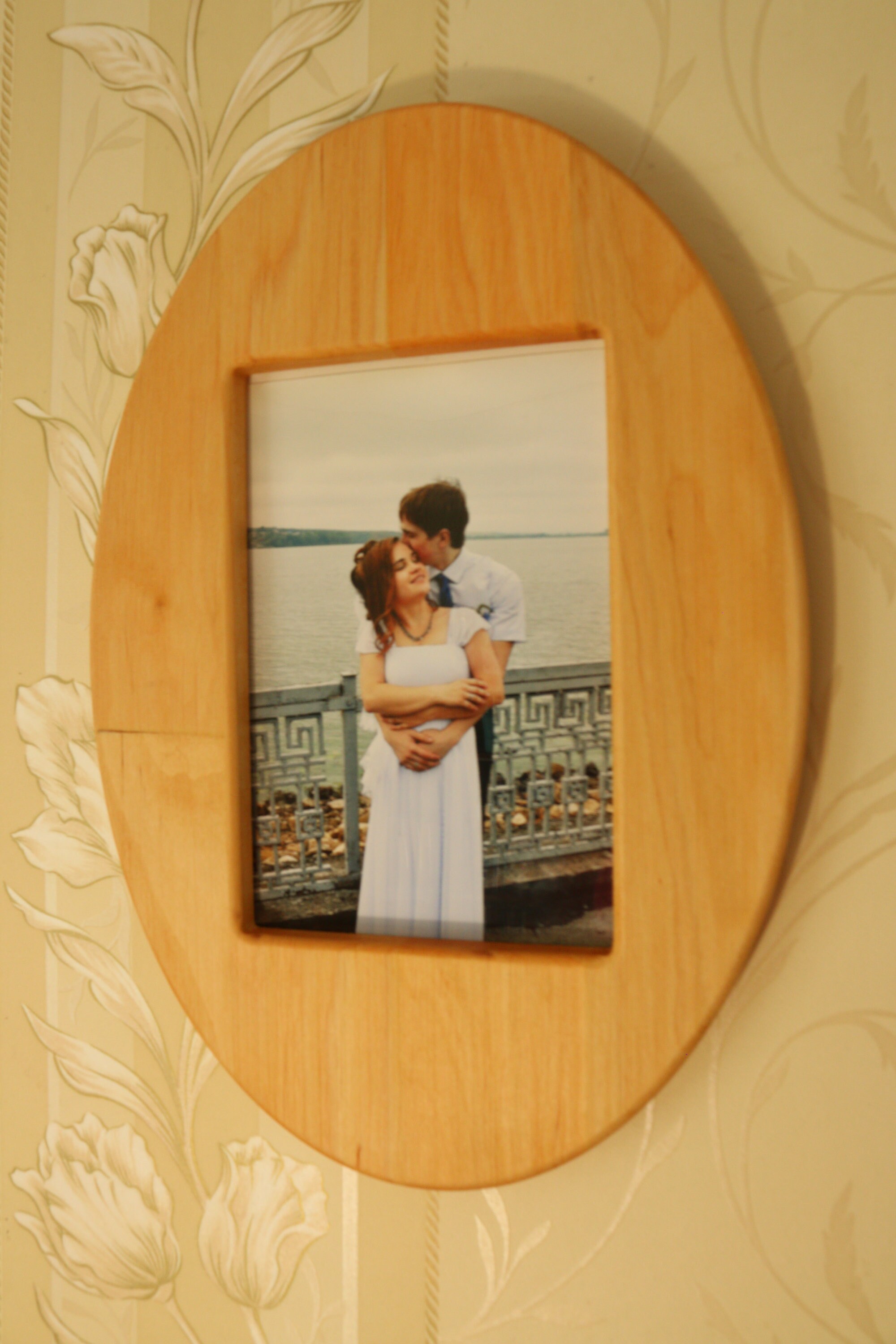 Wooden Personalized Photo frame Oval 4X6 Any Text/ Print Any Etsy