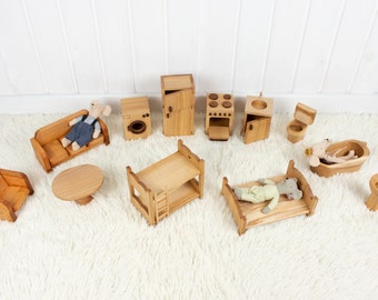 Wooden Maileg Furniture Set 1st Birthday Gift Toy furniture 1/12 scale Furniture for Doll Size 15cm/6inches, Toy furniture Wooden eco toy