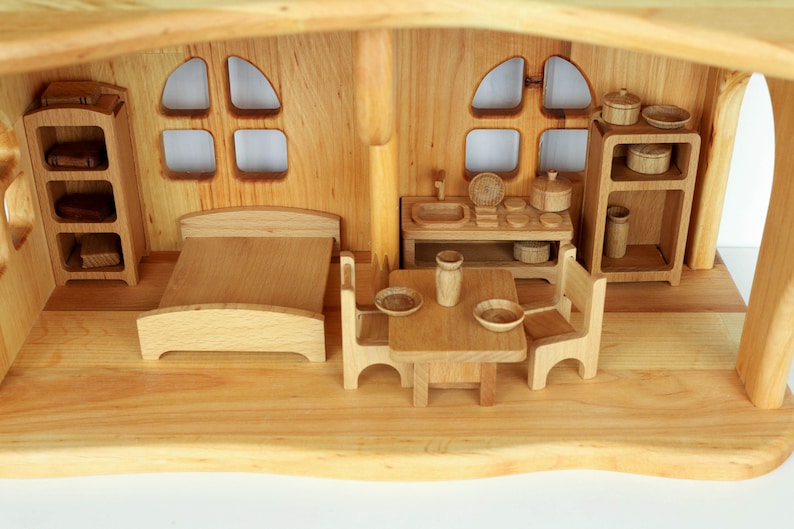 Kids Gifts Dollhouse 1:24 scale Christmas 1st Birthday Sylvanian Dollhouse Alder-wood Personalize Dollhouse kit Fairy Montessori waldorf image 7