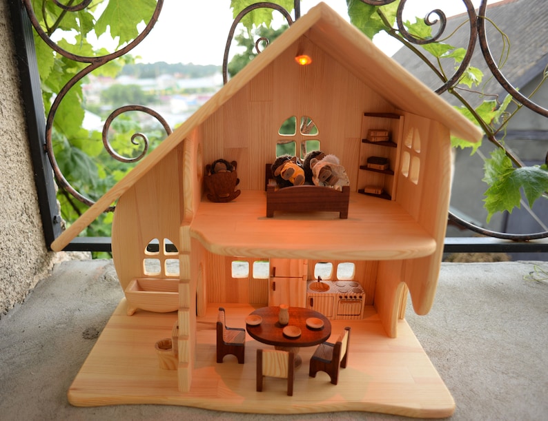 handmade wooden dollhouse
