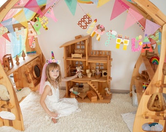 Maileg Dollhouse Assembly Kit Birthday kids Furniture Set Christmas Kids Gifts Wooden Stackable Dollhouse furniture 1:12 Scale Montessori