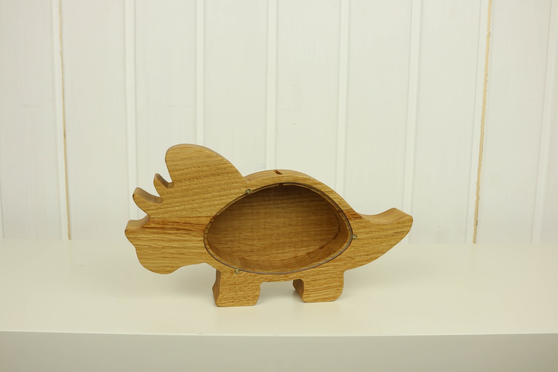 Wooden Piggy Bank Dinosaur Personalized Coin bank Money Etsy