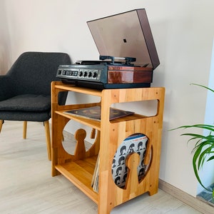 Wooden Console Furniture Unique gifts Record Player Stand Vinyl Record Holder Storage Record Cabinet Table Turntable Station Display Media