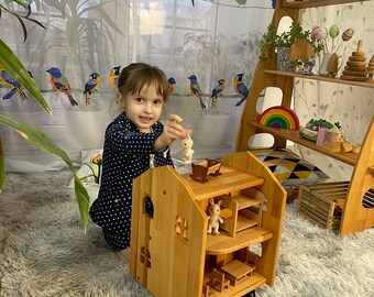 Puppenhaus 1:24 Weihnachten Kinder Geschenk Nichte Geschenk Erlenholz Puppenhaus Holz Personalisieren Puppenhaus Bausatz Montessori Waldorf