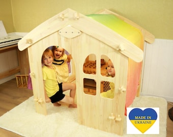 Waldorf playhouse 1st Birthday Christmas Gift Wooden Large Play Stands Wooden Play Tents Montessori Shelf Wooden Store Foldable Lemonade