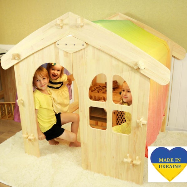 Waldorf playhouse 1st Birthday Christmas Gift Wooden Large Play Stands Wooden Play Tents Montessori Shelf Wooden Store Foldable Lemonade