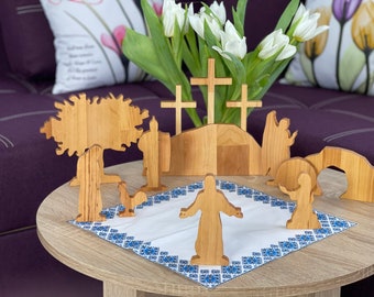 Easter display Lenten piece Easter Scene Easter nativity sets Story of Jesus Resurrection From The Tomb He is Risen Angel Calvary
