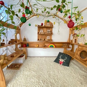 Houten plank tussen Waldorf Playarch voor middelgrote en extra hoge speelstandaard Montessorimeubels Houten opberger Kerstkind Verjaardag Peuter