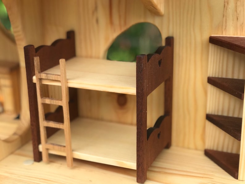Twostory bed redwood dollhouse furniture 1/16 scale Etsy