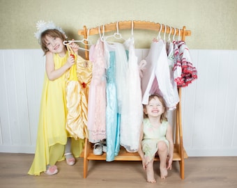 Kind Große Montessori Kleidung 46-Zoll-Rack Holz Kinderzimmer Dekor Dress Up Station Lagerung Geschenk Nichte Kinder Möbel Schrank Kleinkind Kleiderschrank