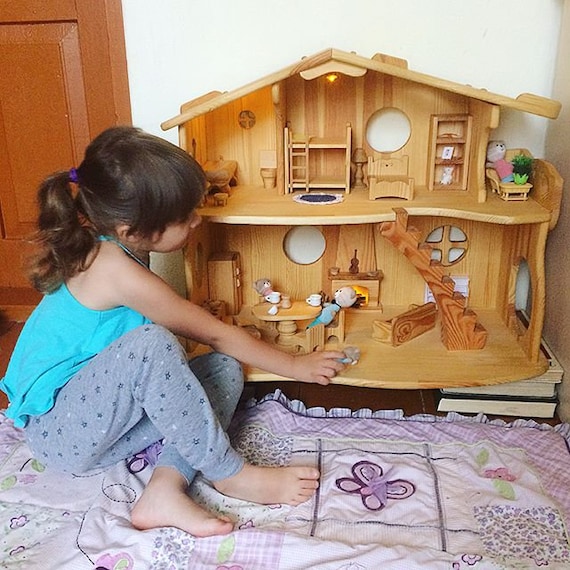 Large house for dolls, girl birthday gift, DIY wooden doll house