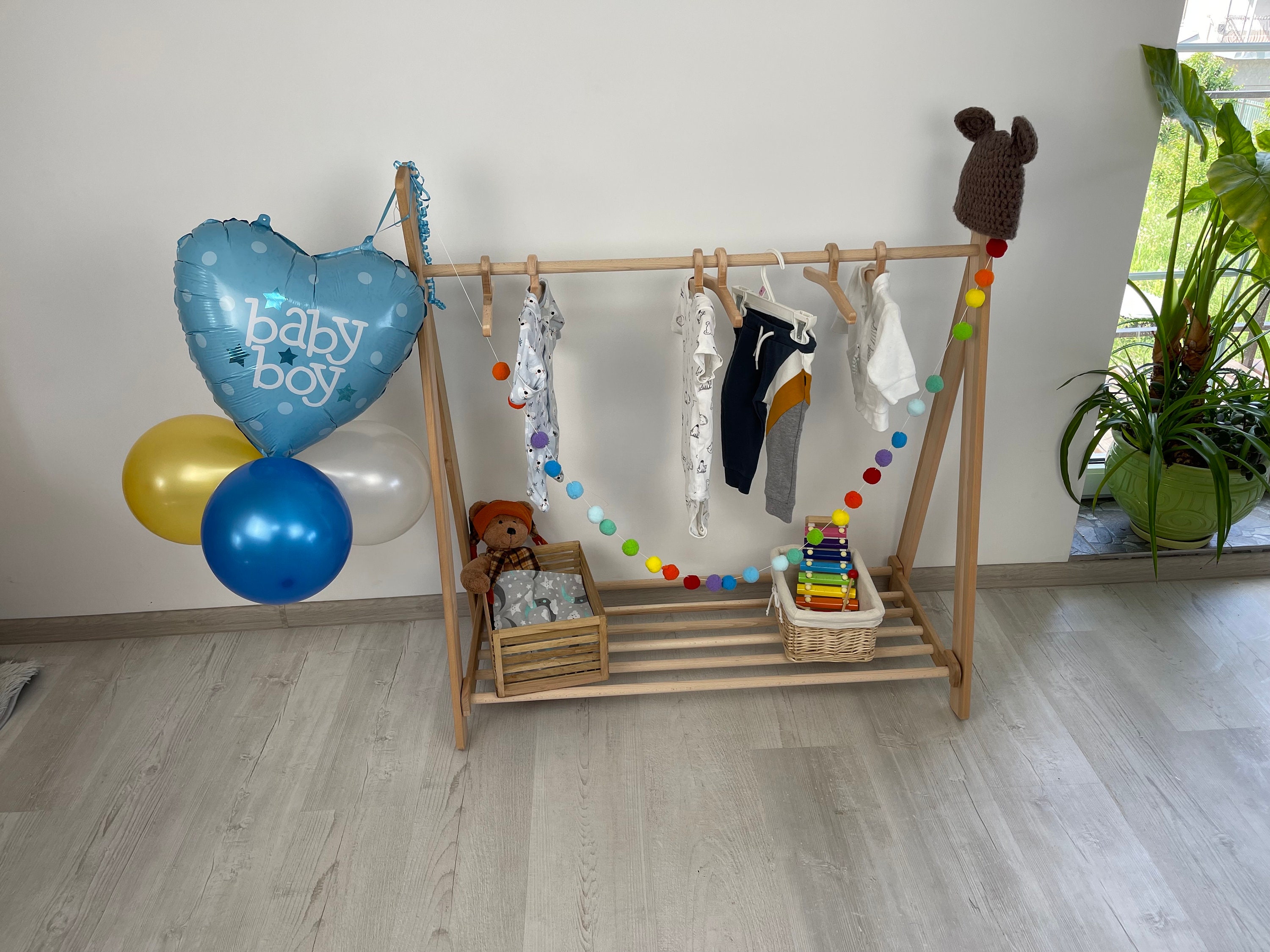 Baby Cloth Rack Present Baby Shower Wood Gift Montessori Clothing Rack Toddler Furniture ...