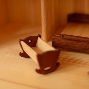Dollhouse Furniture montessori Wooden toy baby cradle Christmas 1st Birthday Gift Bassinet for dollhouse crib scale 1:16 dollhouse baby crib