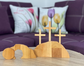Easter display Lenten piece Easter Scene Easter nativity sets Story of Jesus Resurrection From The Tomb He is Risen Angel Calvary