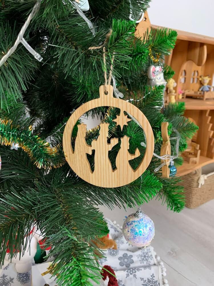 Decorazioni Natalizie In Legno Presepe - 20 Pezzi Con Corde, Scene Natività Per Albero