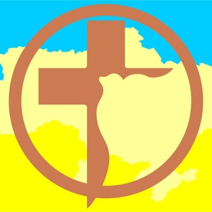 Beten Sie für die Ukraine Aufstehen mit der Ukraine solidarisch mit UKRAINE Digitaler Dateidownload Friedenstaube Holzkreuz Auferstehung Ostern Kalvarienberg