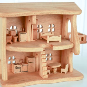 Miniature dollhouse Birthday gift for kid Wooden 5 year anniversary gift Micro scale Wooden dollhouse toy 1/144 scale Dollhouse souvenir
