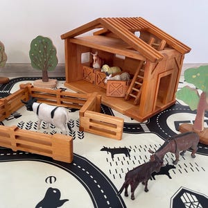 Barn Toy Wooden Farm set Сhristmas Baby birthday gift for kid Wooden stable Personalized Farm Horse family toy Montessori farm for Toddlers