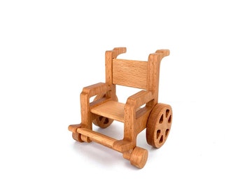 Wheelchair for dollhouse play Wooden eco toy Preschool Kindergarten toys Wheelchair for doll Doll's wheelchair