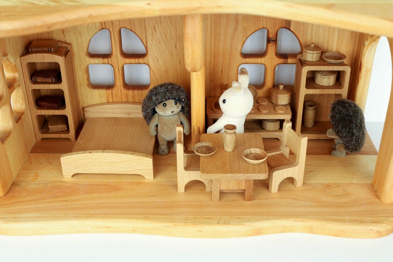 Kids Gifts Dollhouse 1:24 scale Christmas 1st Birthday Sylvanian Dollhouse Alder-wood Personalize Dollhouse kit Fairy Montessori waldorf image 6