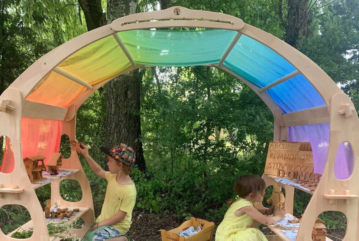 Rainbow Fabric Large Playstand Canopy 1st Birthday Gift Etsy