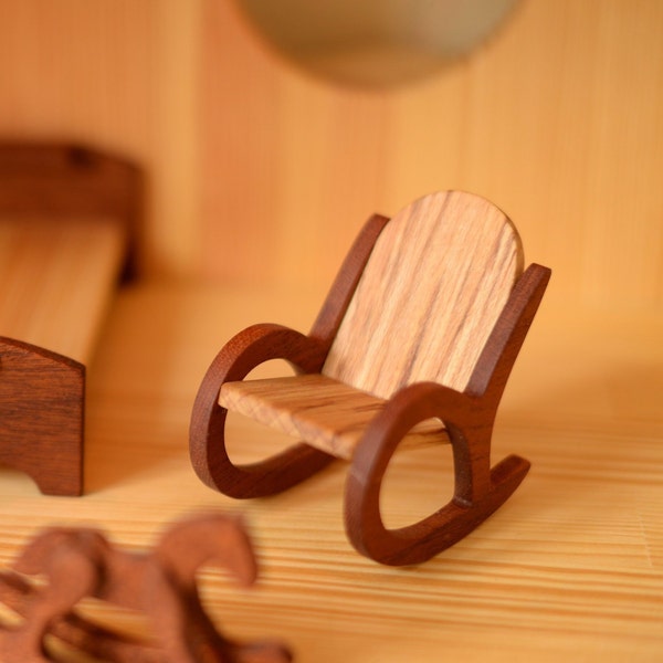 Dollhouse Furniture montessori Wooden rocking chair Christmas Birthday gift Wooden toy Miniature furniture waldorf Personalized toy