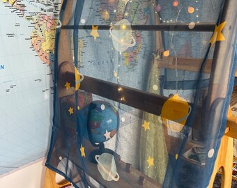 Galaxy fabric Kids Gifts 1st Birthday Stars and planets fabric Play stand Canopy Seasonal Decoration Fabric Christmas decor