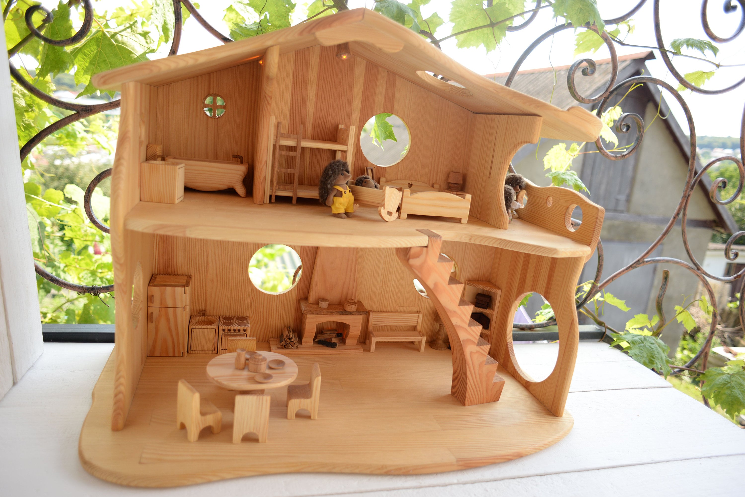 Waldorf Fairy Dollhouse Large PineWood Dollhouse with Light Etsy