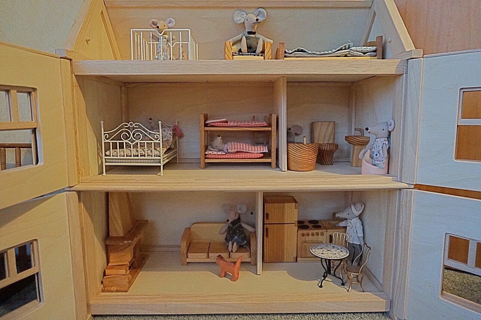 Casa de muñecas en miniatura 1/12th Escala de madera clara fregadero unidad con cestas 