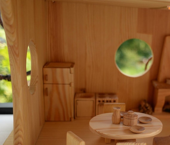 wooden dollhouse kitchen