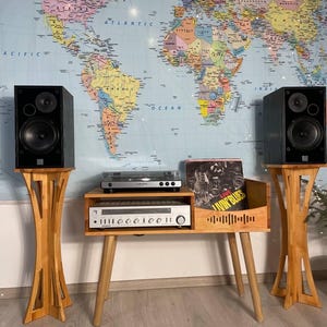 Wooden Console Furniture Unique gifts Record Player Stand Vinyl Record Holder Storage Record Cabinet Table Turntable Station Display Media