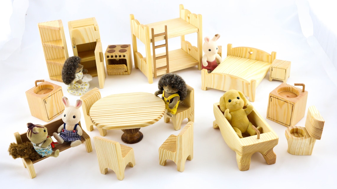 Wooden furniture 116 Scale 3/4 Wooden toy furniture bed Etsy