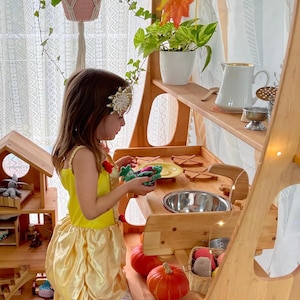 Cocina de juguete de madera Regalo para niños Estufa y fregadero de juguete Cocina para niños Cocina Waldorf Juego de cocina de madera Montessori Waldorf